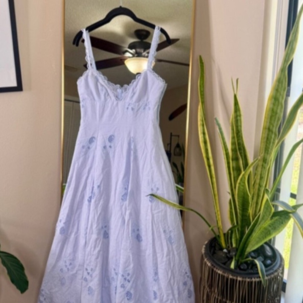 House of CB TATIANA Bluebell Lace + Cotton Broderie Anglais Midi Sundress NWT - Picture 5 of 12